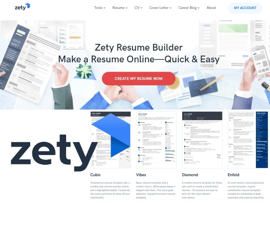 Zety 英文履歷求職信製作服務網站